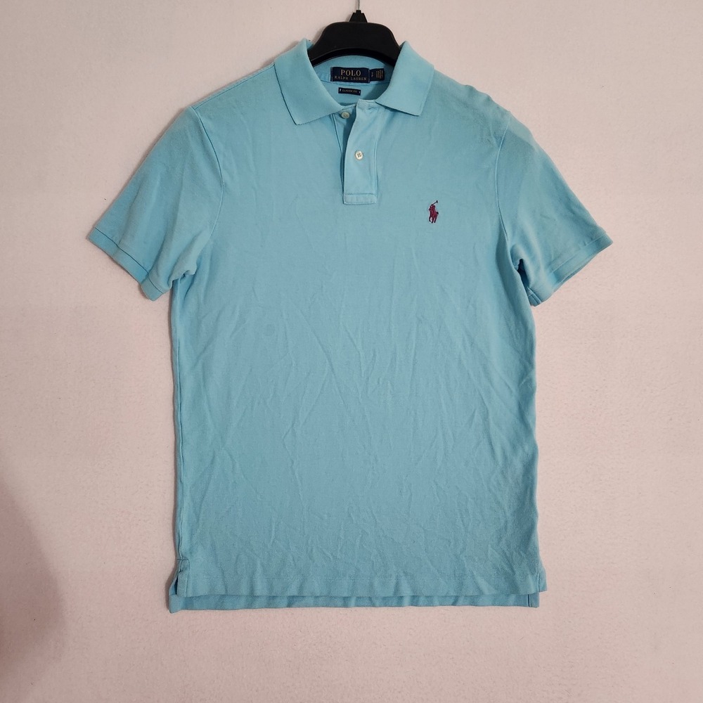 Polo Ralph Lauren Classic Fit Polo Shirt Mens S Baby Blue Pony Logo Short Sleeve